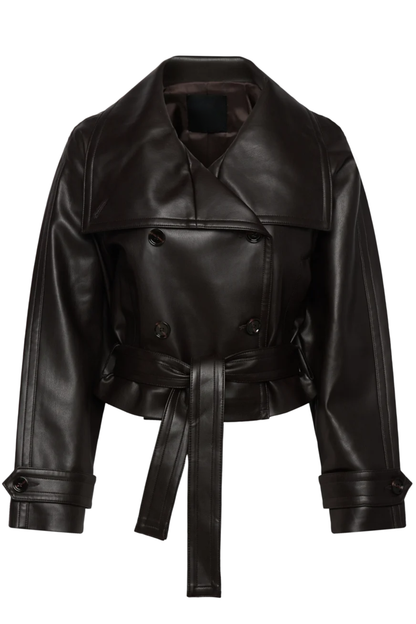 La Nera – Veste ceinturée en similicuir