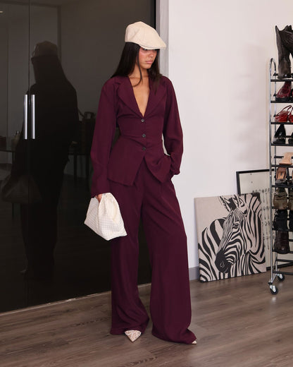 Amara - Ensemble tailleur bordeaux